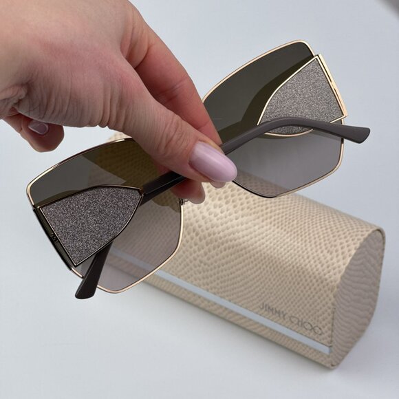 Jimmy Choo Women Gold Mud Brown Butterfly BRAND NEW SUnglasses RIVER/S 0763 - Picture 3 of 11